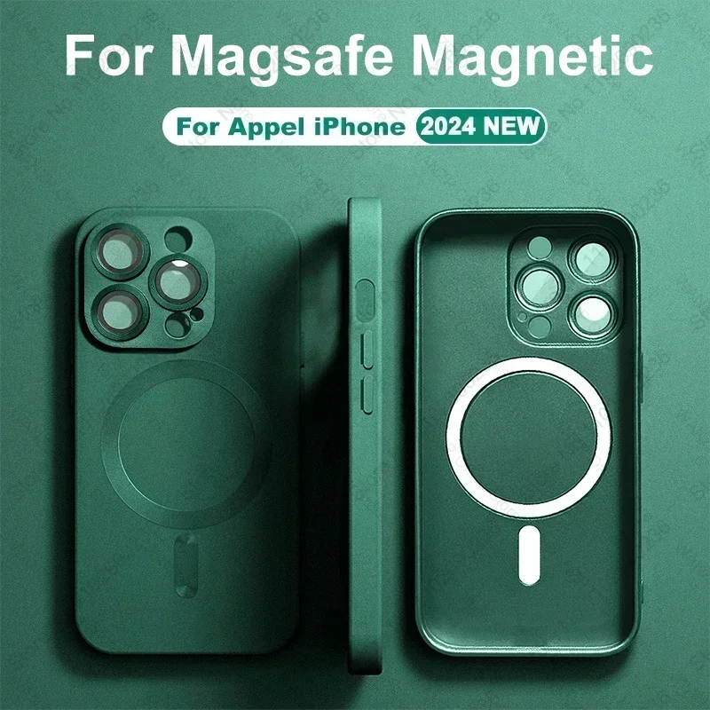 Luxury Matte For Magsafe Magnetic Case For iPhone 15 13 12 11 14 Pro Max 14 15 Plus Wireless Charge Cover Silicone Phone Case