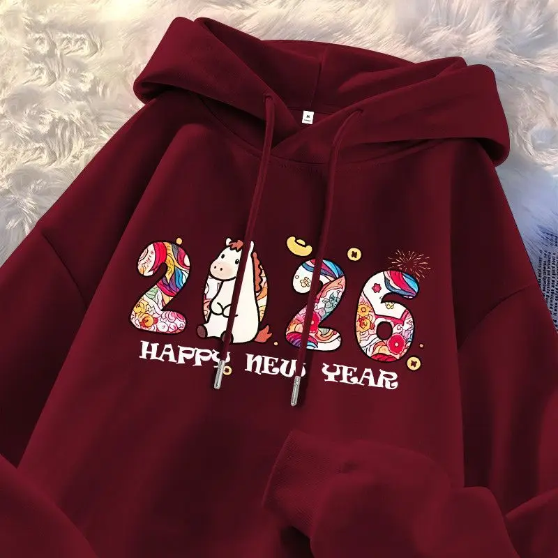 

Худи большого размера с мультяшным принтом, модель 2026 года, свободного кроя, универсальный повседневный свитшот, дышащий, быстросохнущий, удобный для носки.