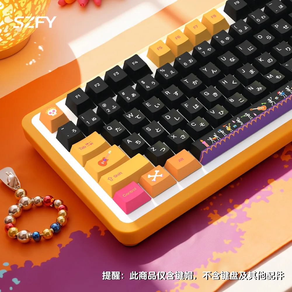 KYOMOT Day Of The Dead Theme Keycap PBT Cherry Profile Custom Language Kor Jap Ger Keycaps for MX Switch DIY Mechanical Keyboard
