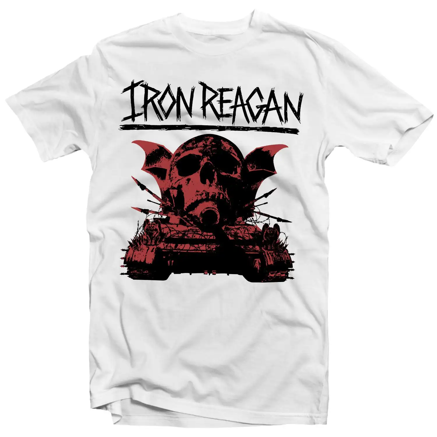 Iron Reagan  Warning Band Graphic Tee 100% Cotton Round Neck Casual Unisex T-shirt Summer Top