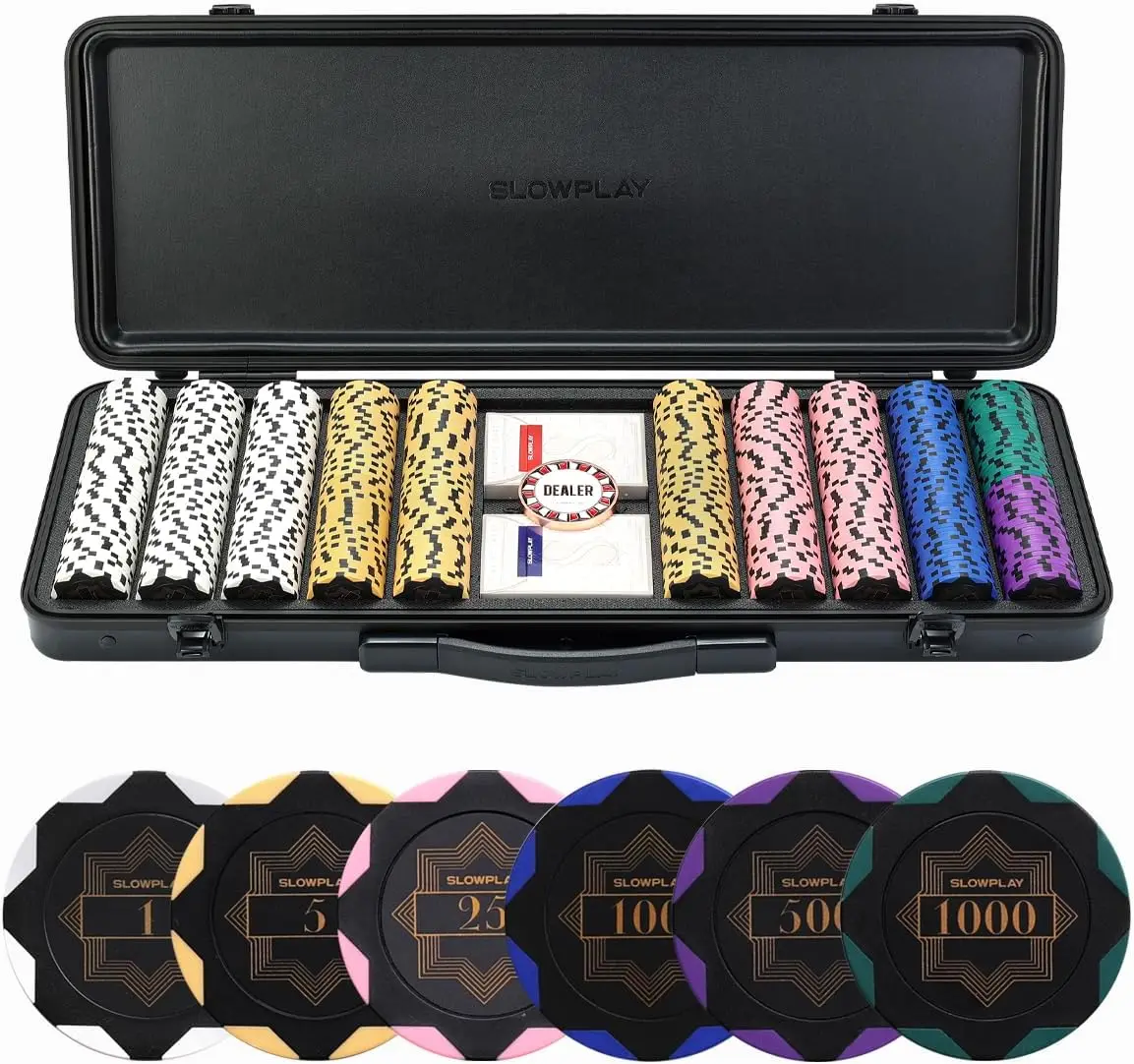 Nash 14 Gram Clay Poker Chips Set for Texas Hold’em, 300 PCS/500PCS, Blank Chips/Numbered Chips.Features a high-end Carrying cas