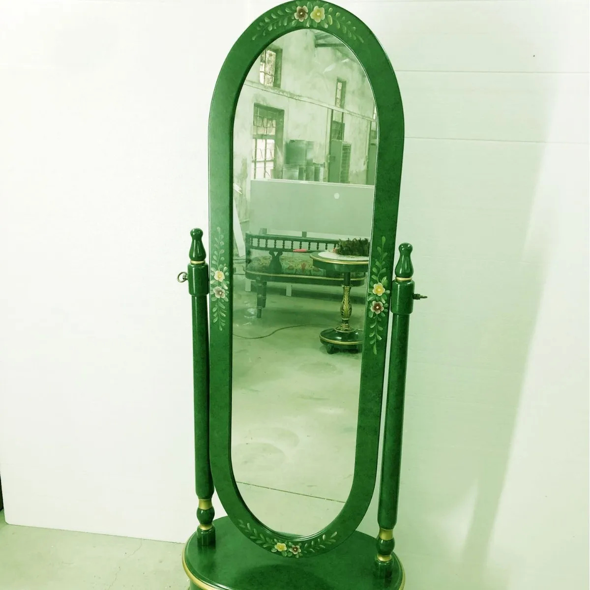 YFY home bedroom full-length mirror solid wood full-body floor retro rotating fitting girl changing