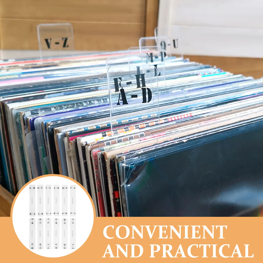 

12pcs Classification Tags Acrylic Vinyl Record Dividers A-Z Horizontal Vertical Organizer Cards Simplify Sorting