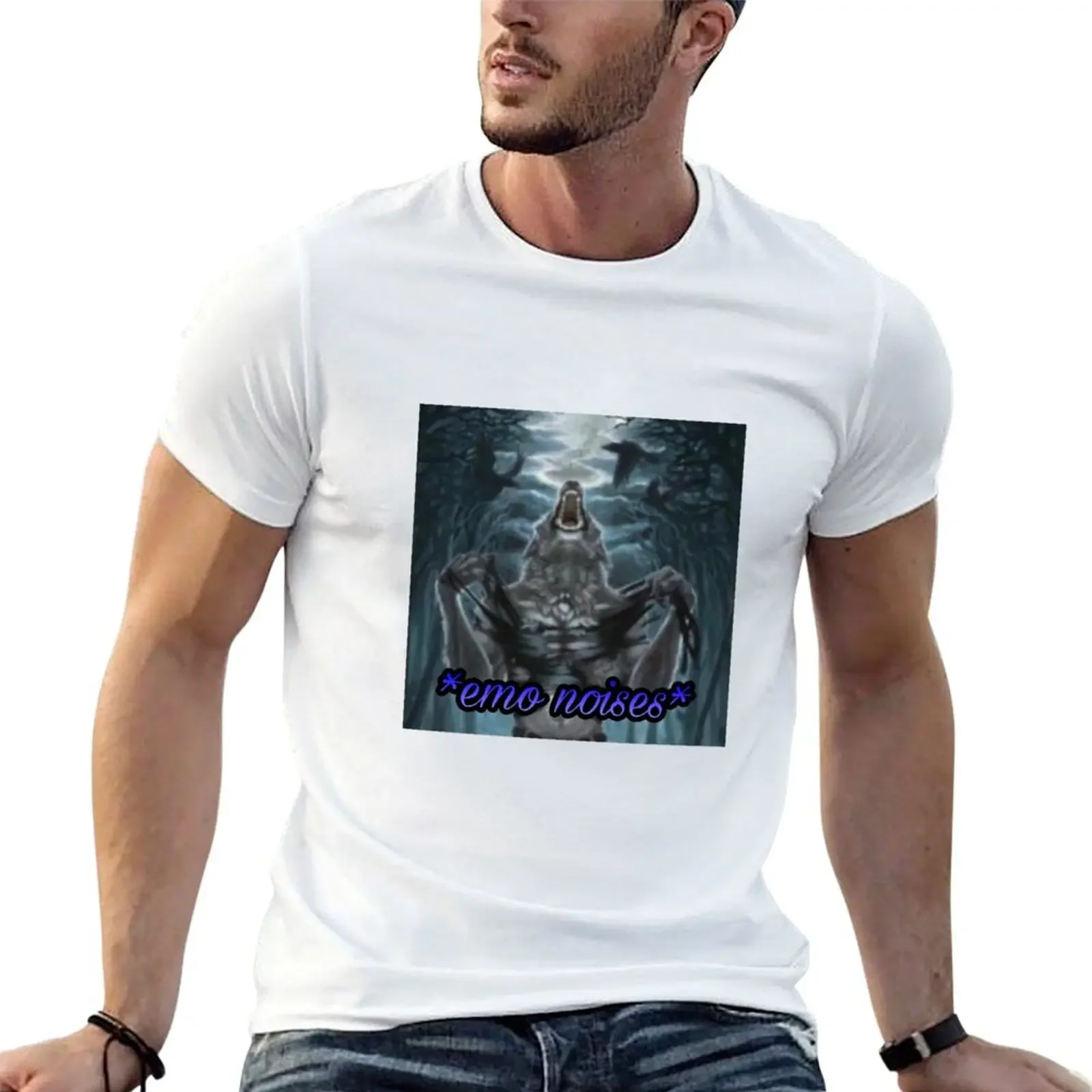 Emo wolf is mad T-Shirt customs design your own oversized aesthetic clothes Aesthetic clothing cotton t shirt men