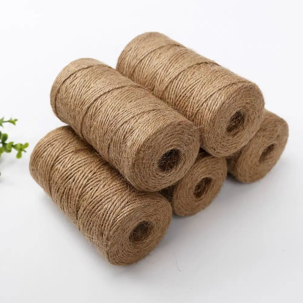 Natural Jute Twine Long Brown Rope Crafts Gift Wrapping Packing Gardening Wedding Decor Vintage Cord String Burlap Sewing DIY