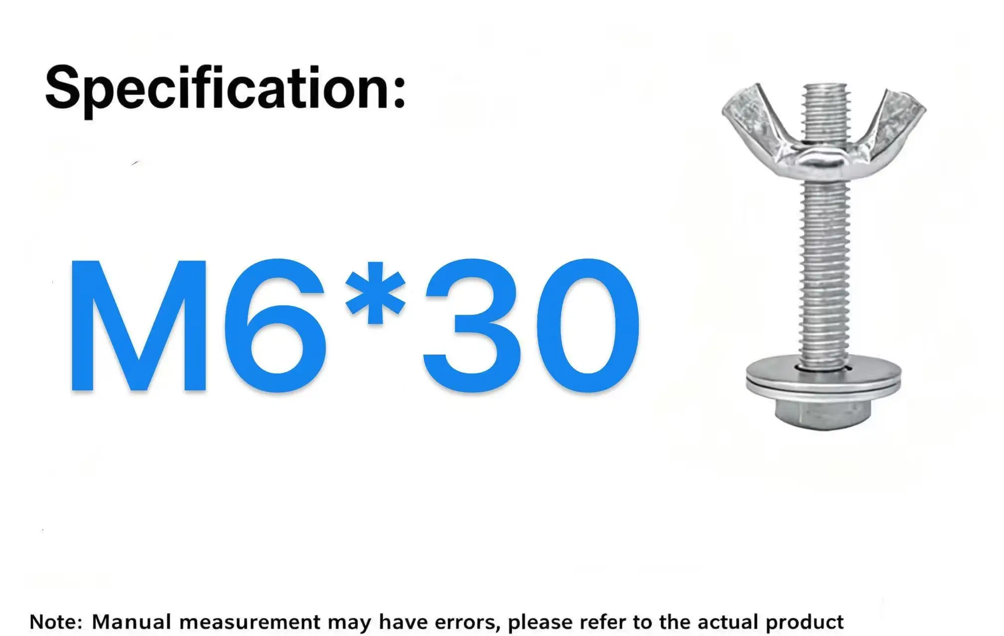 Wing Bolt Assembly Butterfly Hand Tightening Screw With Flat Washers Hex Nut  M6*30Scaffold Horse Stool Replacement Fixin