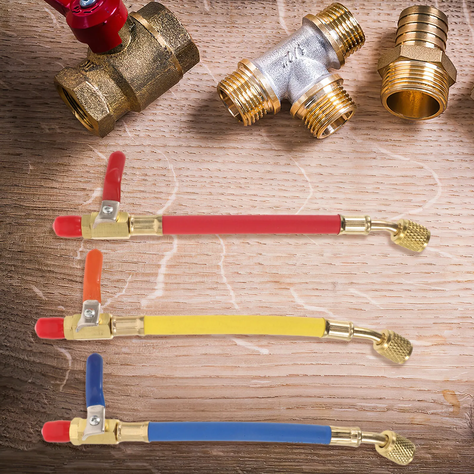 

3Pcs Hvac Ball Valve Refrigerant Charging Hose Set Red Yellow Blue High Pressure Resistant Refrigeration Air Conditioning Repair