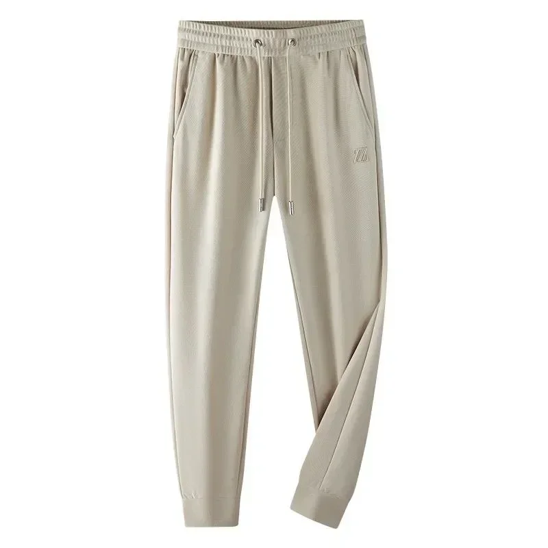 New Men's Fine Embroidered Casual Pants, Tight Fit, Tied Feet, Sporty Fashion, High end Quality, Luxury Grade