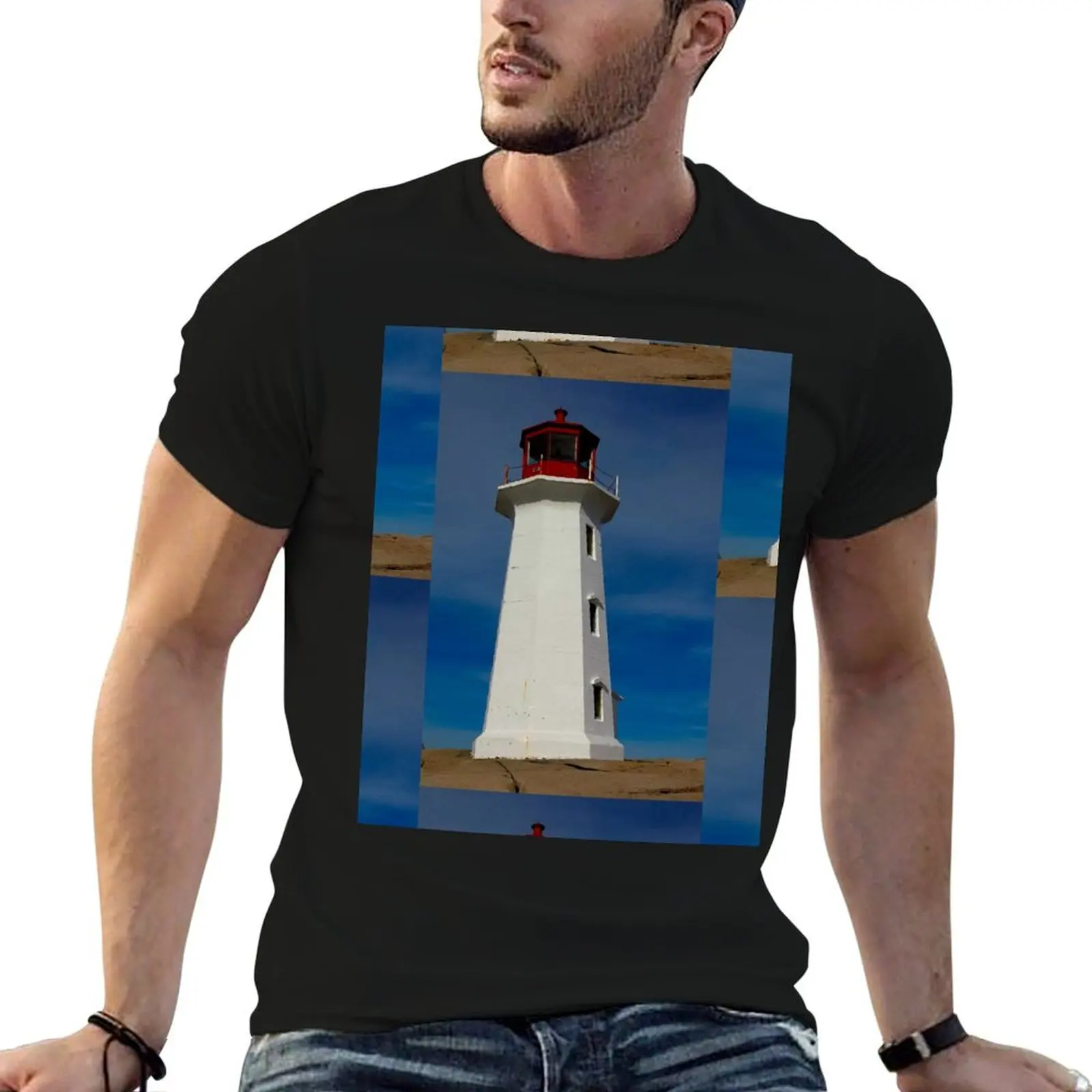 Light House T-Shirt for a boy oversized t shirt graphics cotton t shirt men