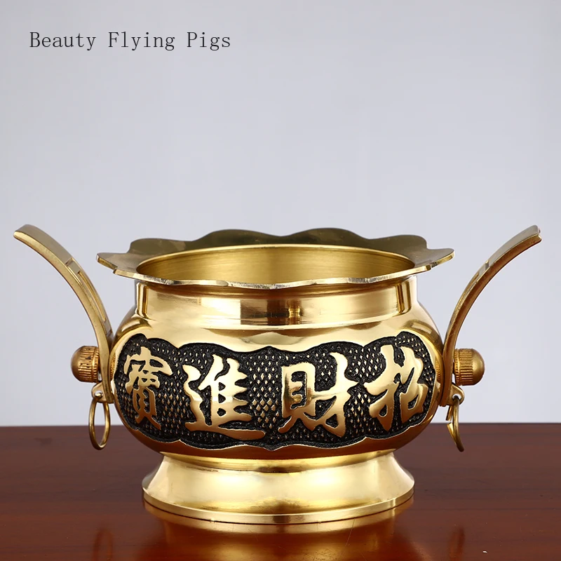 1pc Metal Double Ear Incense Burner Sacrificial Incense Burner Bowl Household Sacrifice Pray for Auspiciousness Temple Supplies