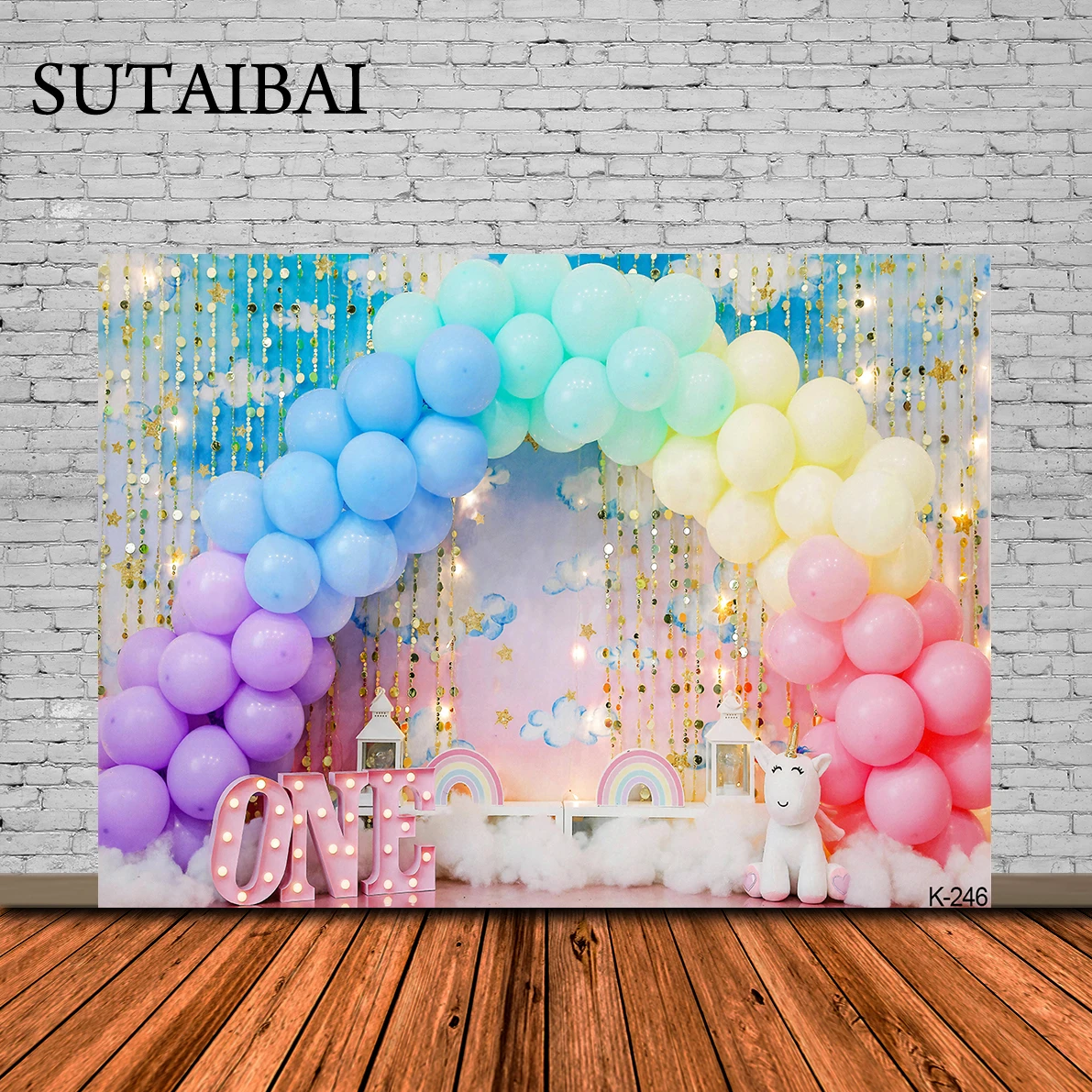 

Rainbow Unicorn Birthday Backdrop Gold Glitter Unicorn Floral Party Decoration Background Party Banner Supplies Photocall Props