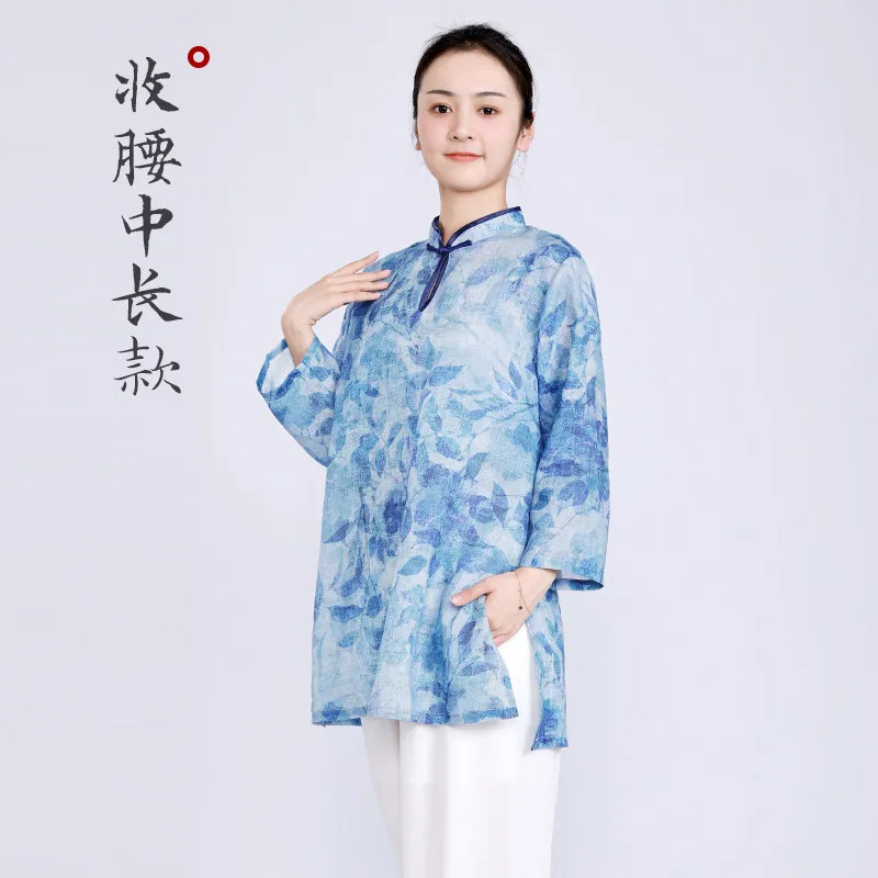 Martial Arts Tai Ji Suit Women's   Western Style Ramie Cotton and Linen Shadowboxing Exercise Clothing Leisure Summer Baduanjin