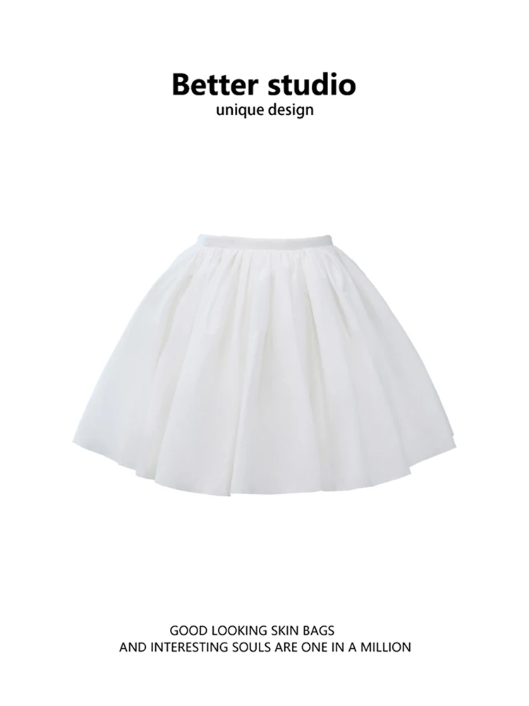 バレエ風ハイウエストaラインミニスカート-レディース-パフスリーブショートスカート-トレンド-韓国風-通勤-冬-2024-スリムスカート