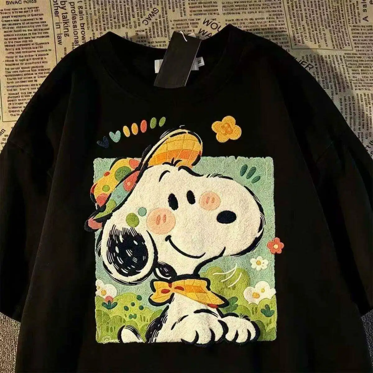 Cartoon Snoopy 2D Printed Short-sleeved T-shirt Summer Children's Adult Pure Cotton Family Shirt Men's and Women's Kids T Shirt