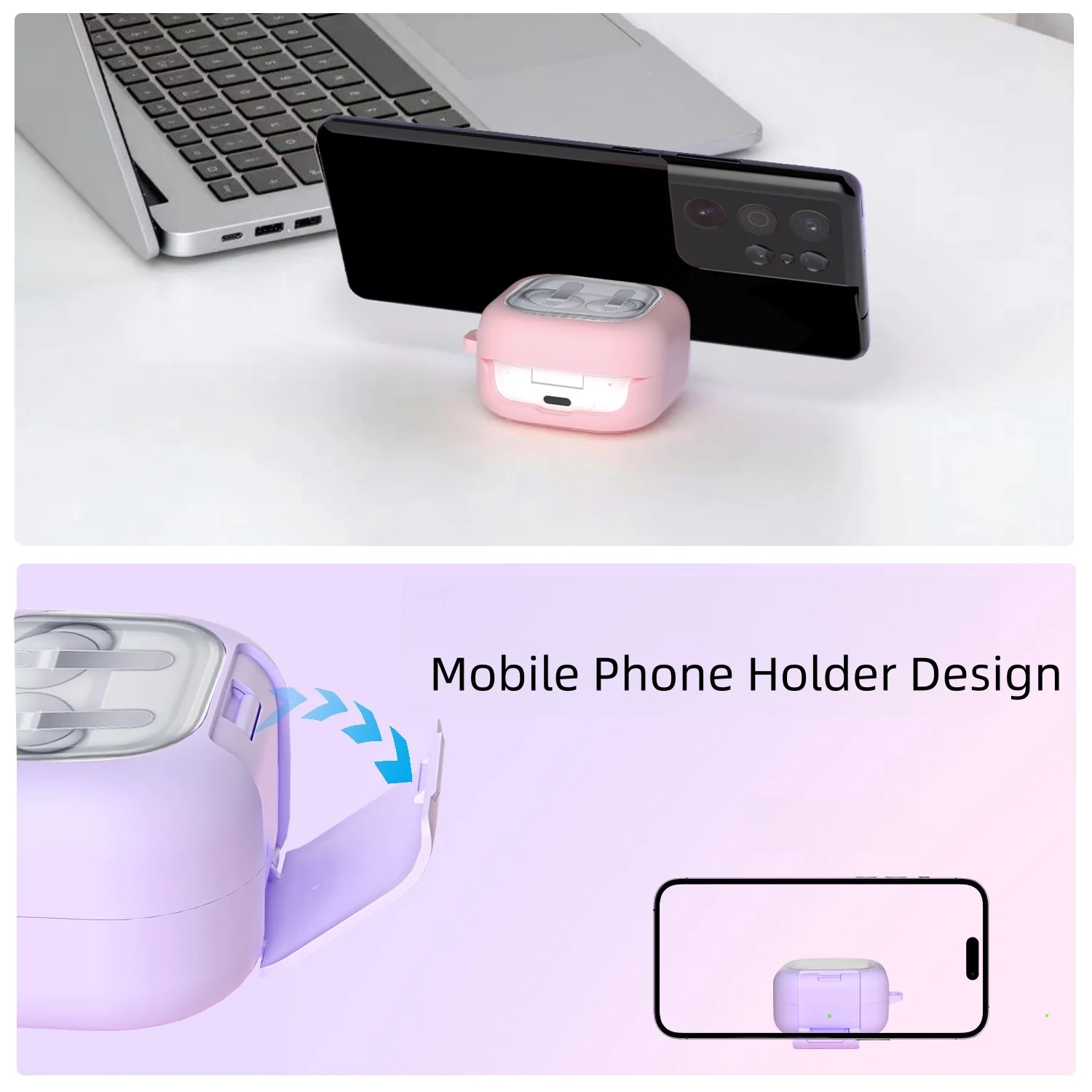 

Protective Case for Samsung Galalxy Buds 4/4 Pro Holder Cover, Earbuds Cover with Phone Stand Function, Shockproof Buds4 Case