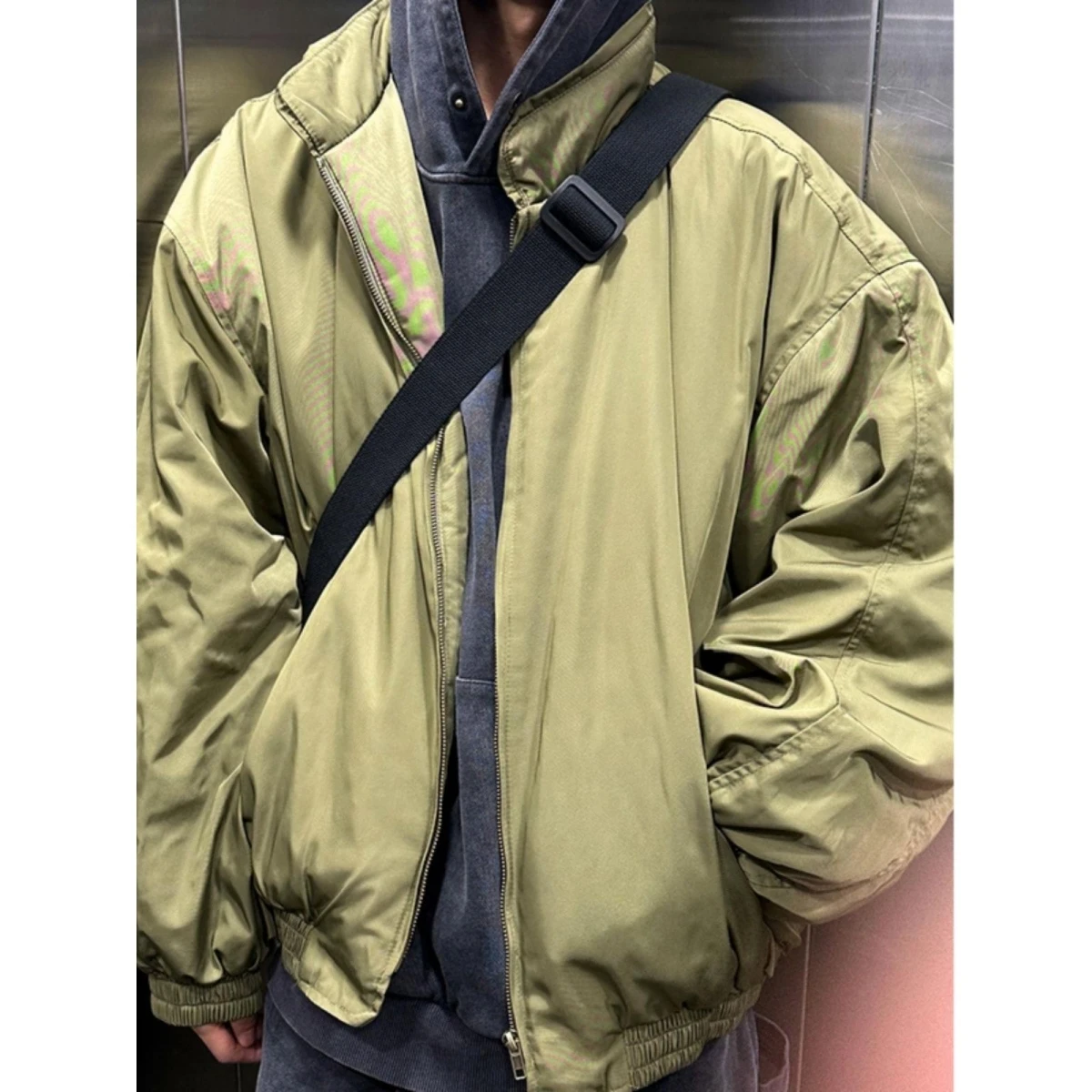 

Winter ort Workwear Cotton Jaet Men's Japanese Sle Trendy Flight Cotton Filled Stand Collar Jaet Outerwear