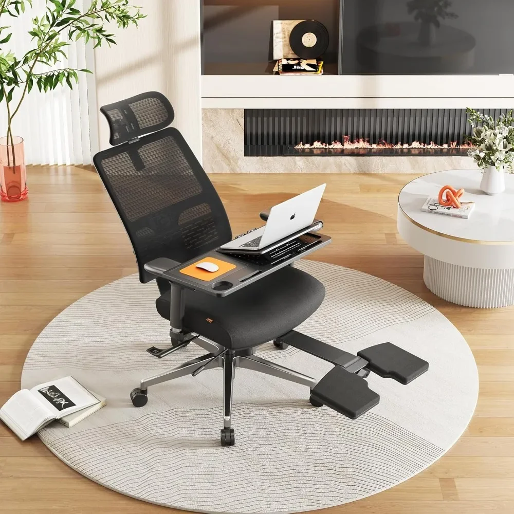 Laptop Table - Home Office Desk Chair with Auto-Following Lumbar Support & Headrest, 4D Armrest, Seat Depth & Height Adjustable.