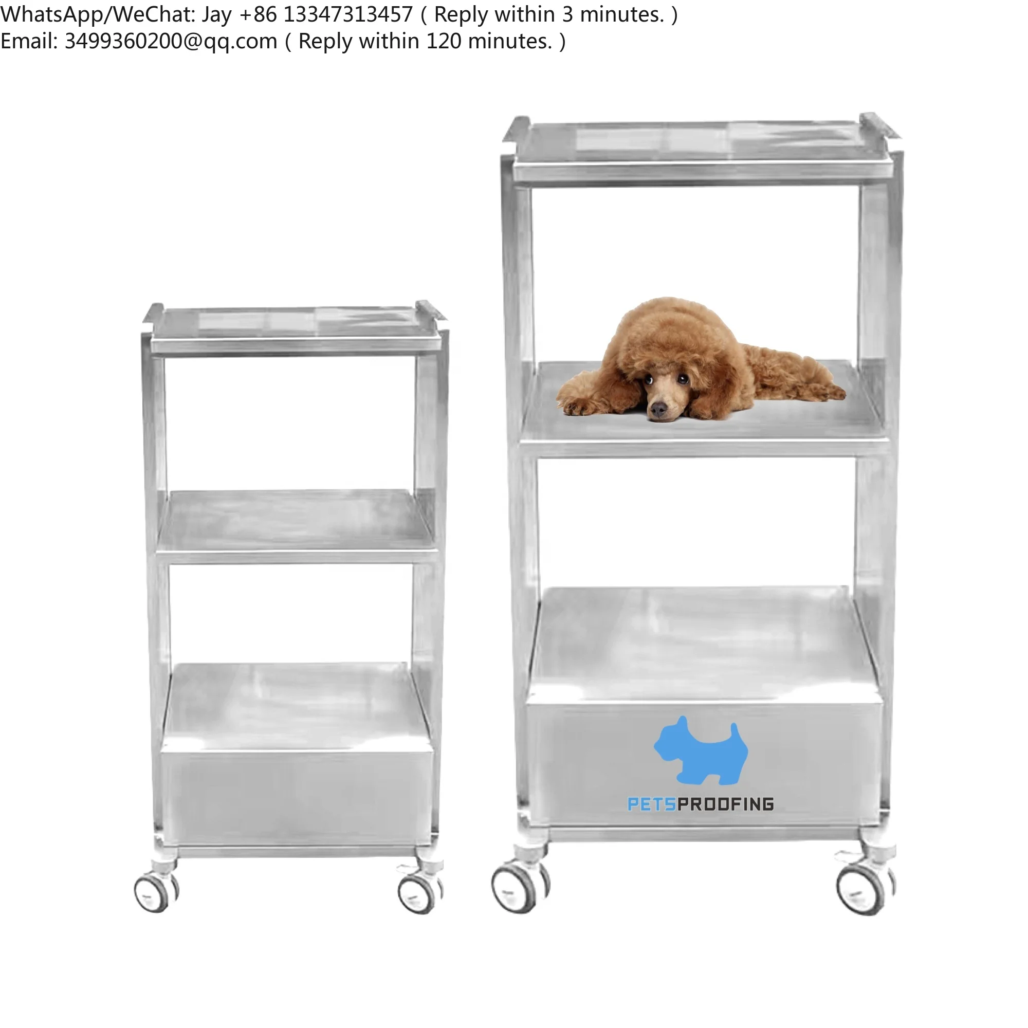 

Stainless Steel Trolley with Wheels Durable and Sturdy Essential for Pet Hospital and Pet Clinic Veterinary Instrument