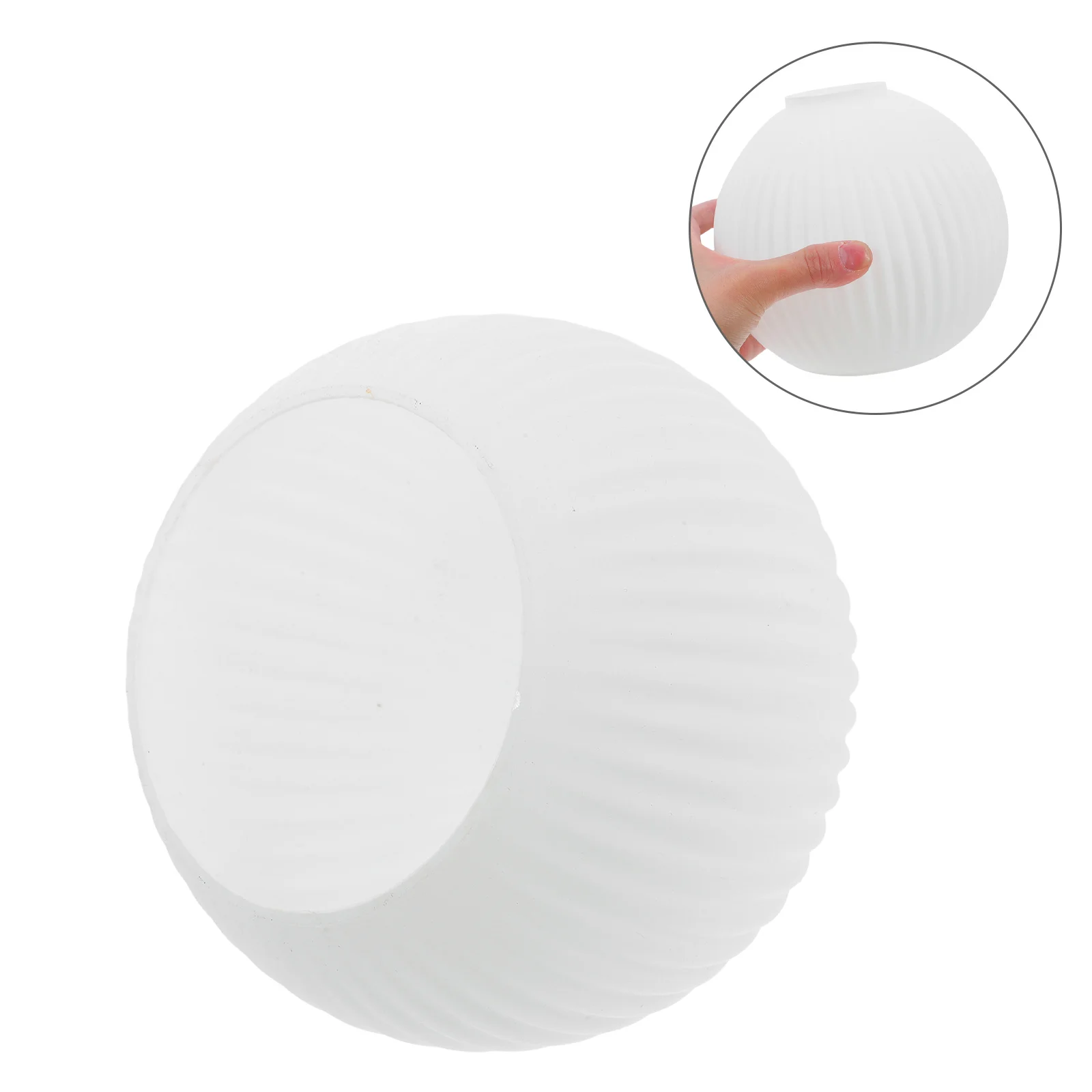 

Glass Globe Lamp Shade Replacement Round Milky White Striped Flat Mouth Pendant Light Cover for Chandeliers Ceiling Wall Lamps