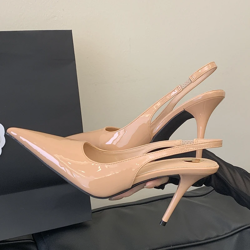 

Элегантные туфли-слингбэки Eilyken из лакированной кожи с острым носком, женские туфли на тонком высоком каблуке с ремешком на пряжке для вечеринок и выпускных