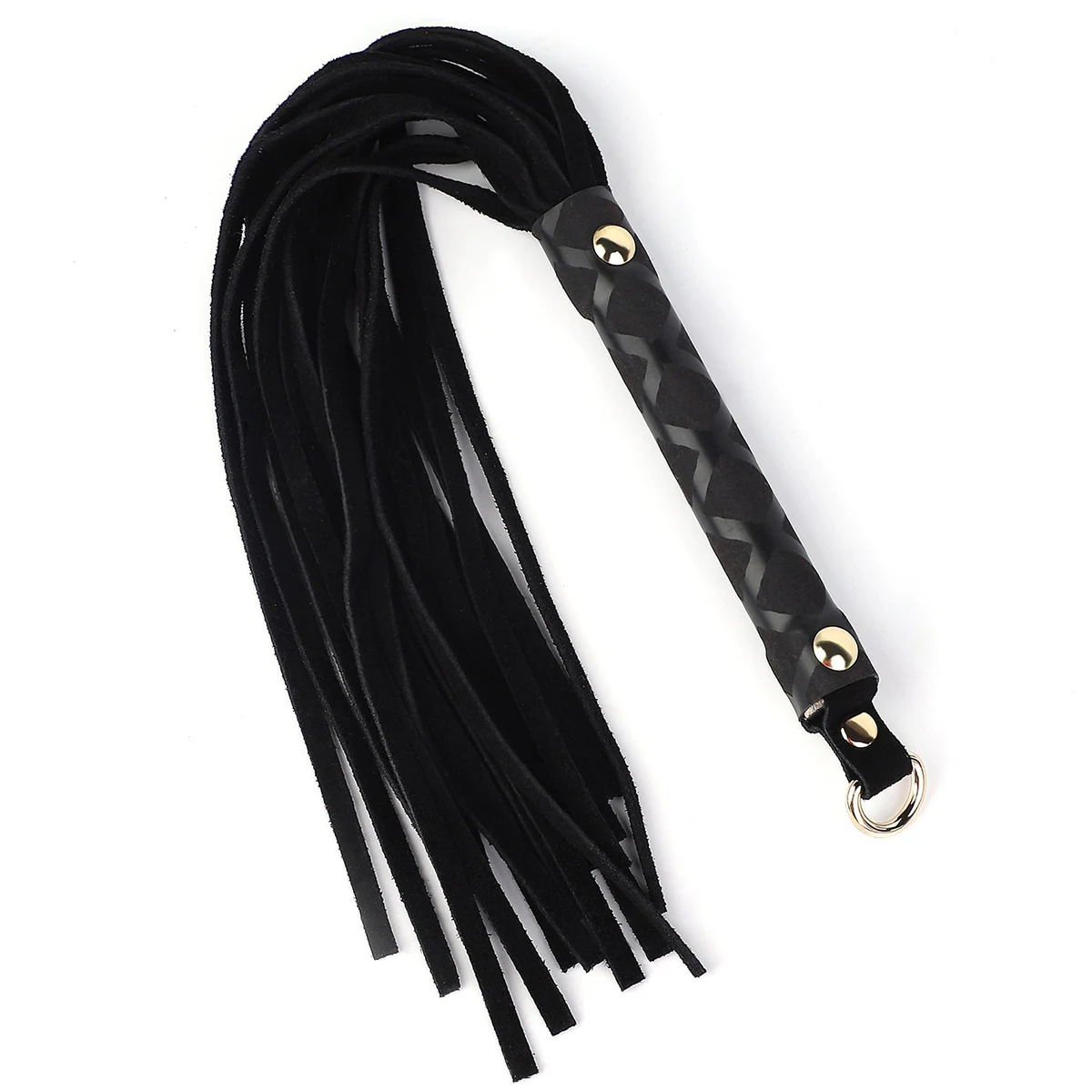 39CM Premium Genuine Leather Suede Flogger Horse Training Crop Whip Suede Leather Covered Handle