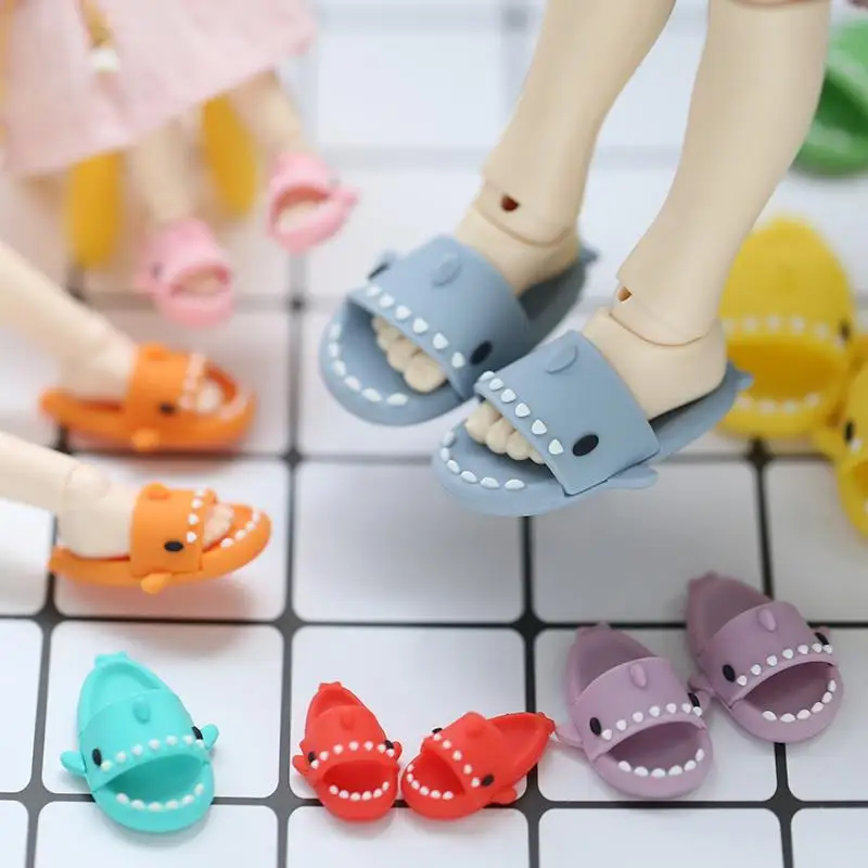 Cute Shark Slippers Doll Shoes Plastic Doll Shoes Suit for Ob11,P9,OB22, Blyth, BJD12, 1/6BJD, YOSD Doll Accessories for Girls