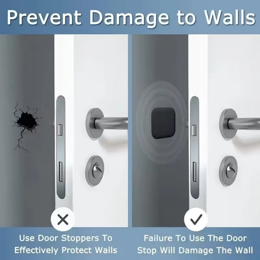 قطعتان من وسادات عازلة للباب - مصدات مضادة للتصادمات من السيليكون ذاتية اللصق، واقي باب الحائط الملطف بالضوضاء، مقاوم للخدش