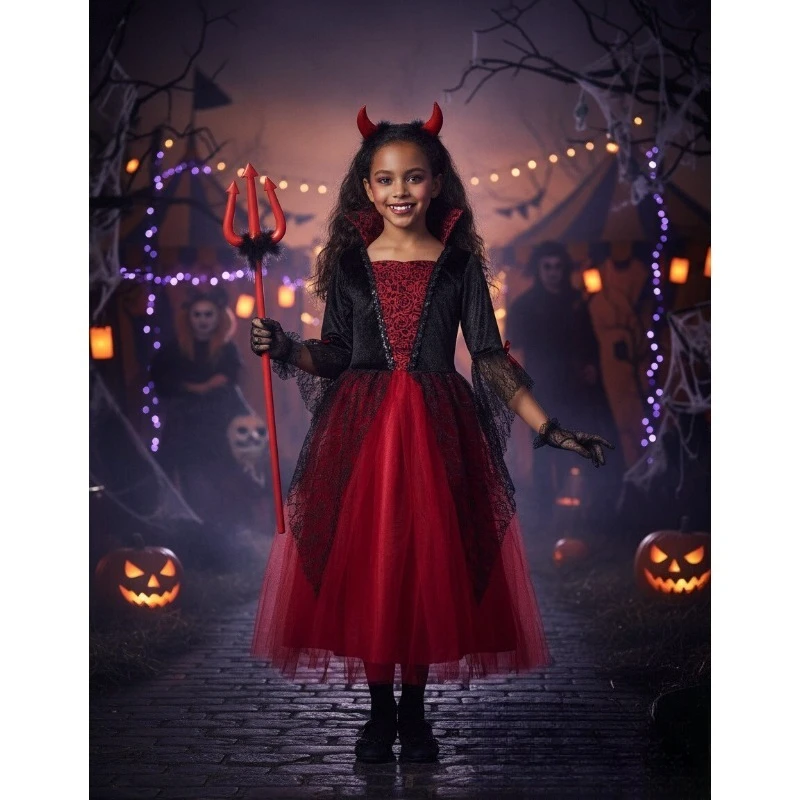 Boys and Girls Halloween Dress Boys Cosplay Costumes Gothic Costume for Children Ghost Bride Carnival Clothes