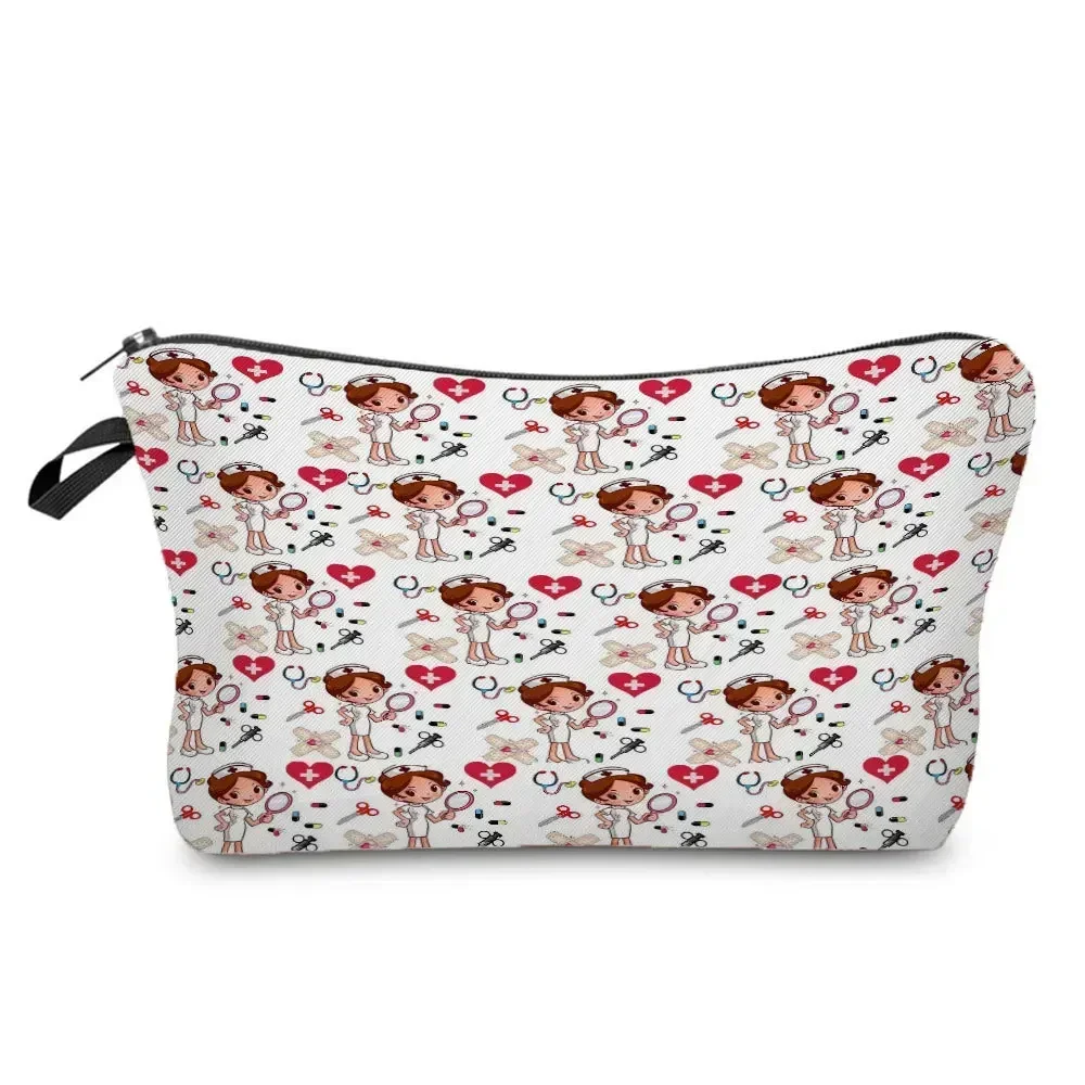 Nurse Printing Women Cosmetic Bags Lovely Casual Travel Portable Storage Handbags Makeup Bagback To School