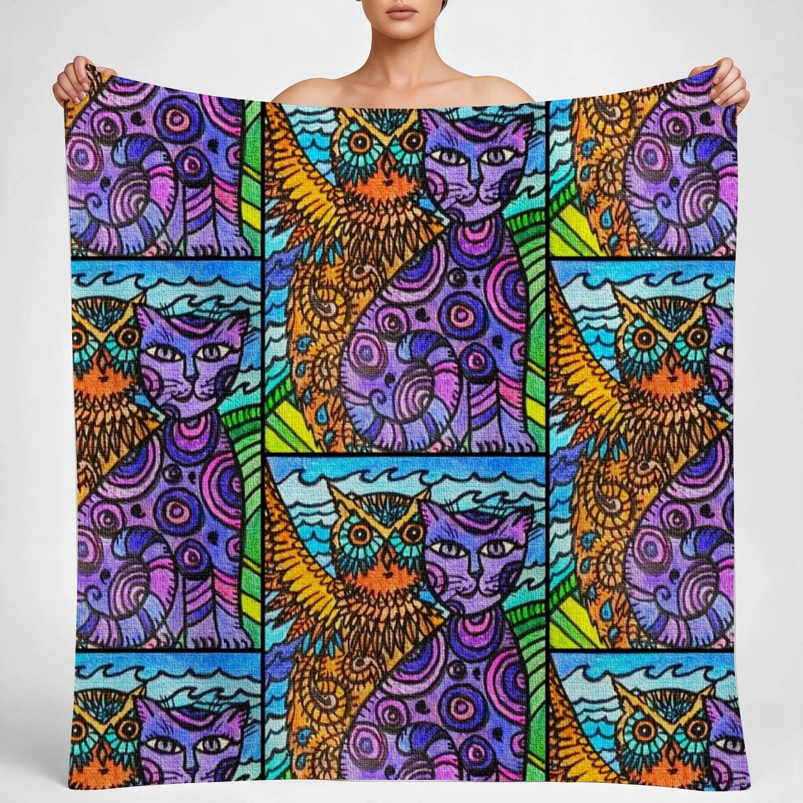 The Owl and the Pussycat Throw Blanket couch cozy soft plush fuzzy picnic outdoor blanket