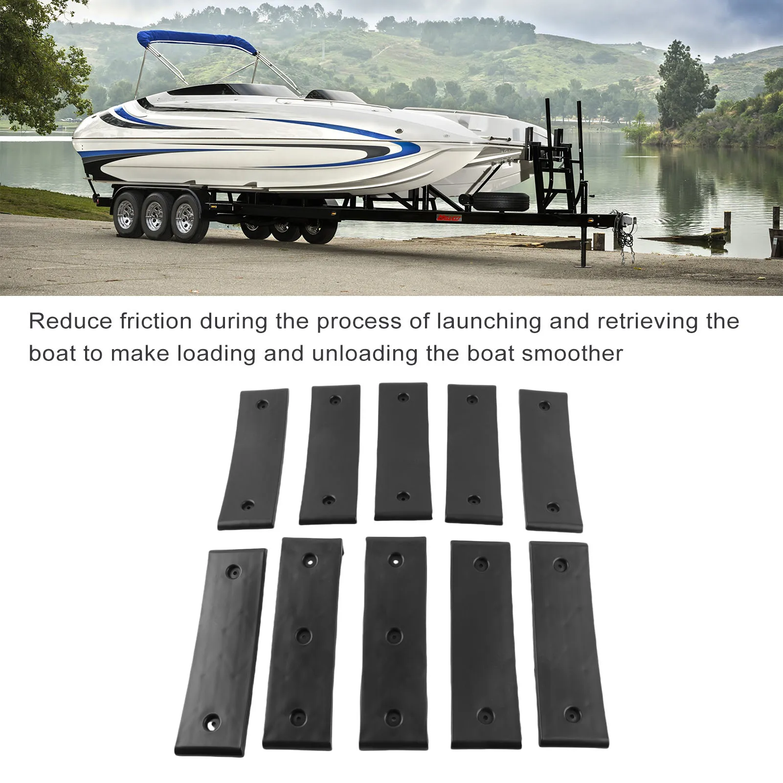 Boat Trailer Bunk Slicks 3in X 10in Reduce Friction Boat Trailer Bunk Slide Pad Easier Launching Loading for Any Bunk Trailer