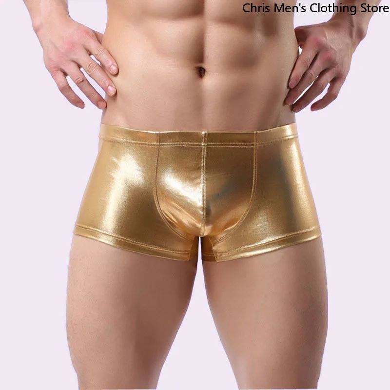 

Серебристый узкий стиль ночного клуба, блестящие шорты для вечеринок, летние мужские шорты из лакированной кожи, модные мужские шорты для мужчин