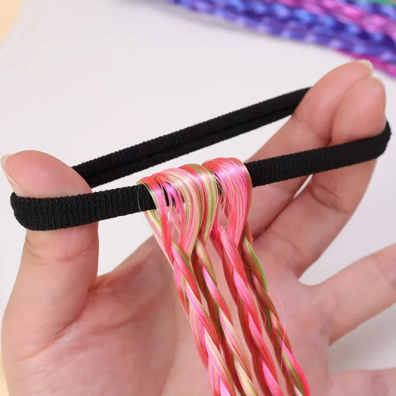 Colorful Wig Braids Hair Ties Women Heat-resistant Rubber Band Realistic Pigtail Girls Soft Long Braid Headwear Hair Accessories