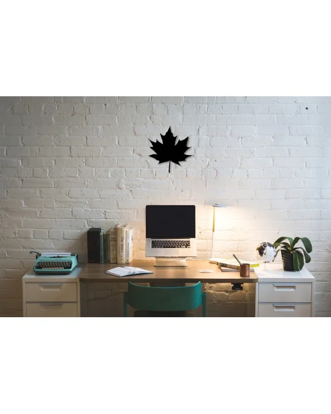 Leaf Maple Wood Table Engineered Metal Wall Art Black Wall Décor,Living Room, Bedroom, Kitchen, bathroom Interior Decoration, W