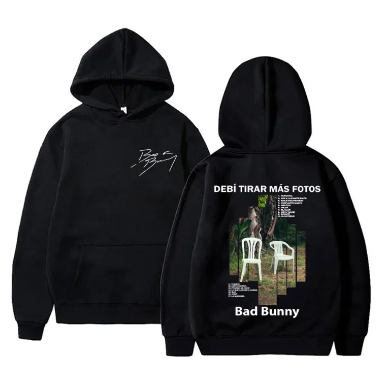 Rapper Bad Bunny Debi Tirar Mas Fotos DTMF Album Graphic Hoodie Men Women Hip Hop Fashion Sweatshirt Male Streetwear Fans Gift