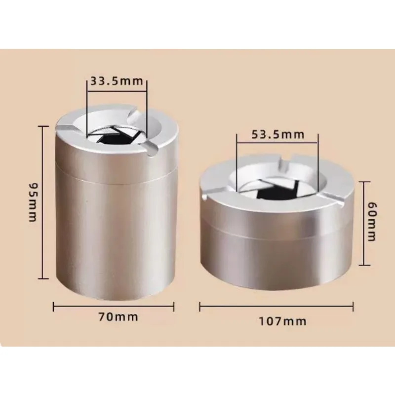 360° Stainless Steel Twist-Lock Ashtray, Windproof Odor-Proof & With Cigarette Holder for Car & Home, Smokeless Cigar Ashtray