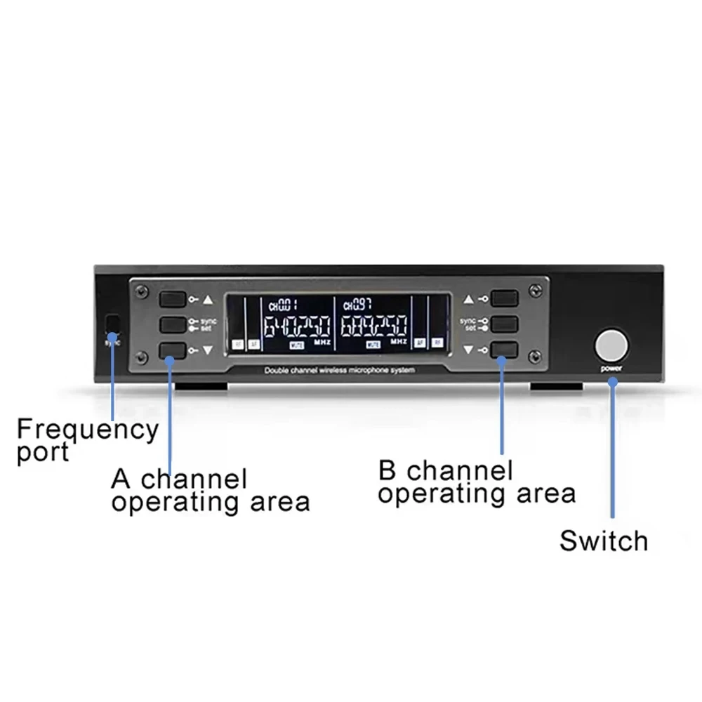 Micrófono inalámbrico de 2 canales, sistema de configuración, UHF, profesional, escenario, actuación, Karaoke