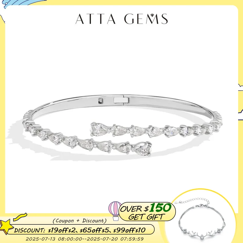 

ATTAGEMS Moissanite Snake Bracelets S925 Silver for Women Men Original Design Wedding Anniversary Jewelry Inner diameter 49*59mm