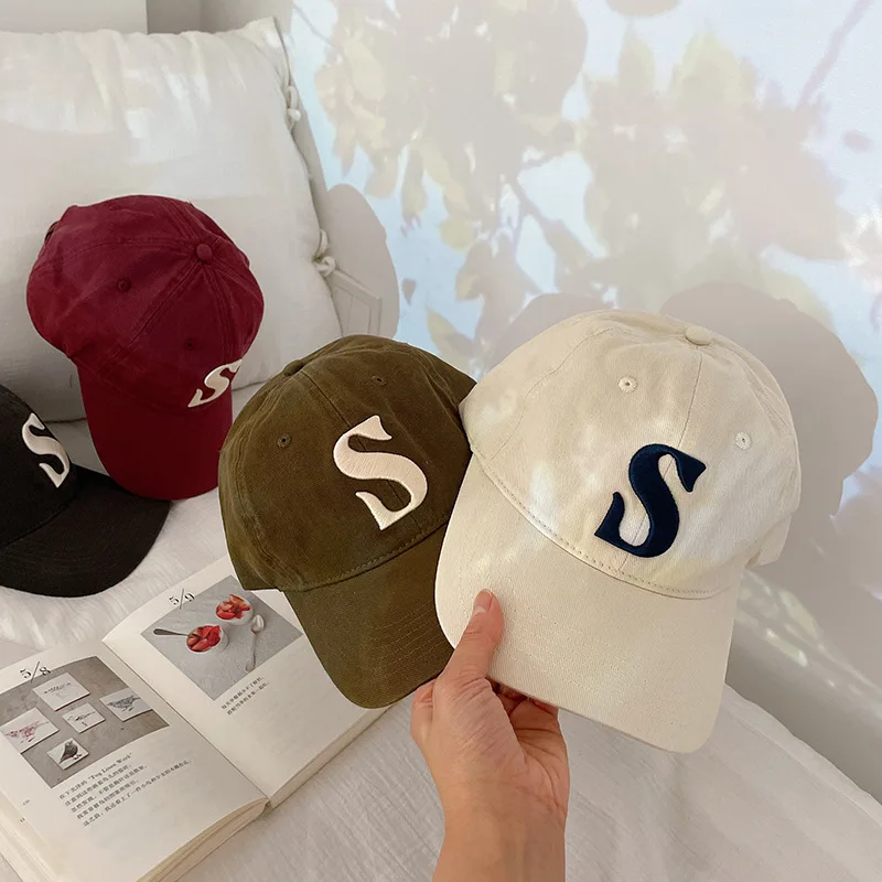 Korean Version Boy Girl Baseball Caps New Three-Dimensional Embroidery Letter S children\'s Hip Hop Cap Outdoor Kids Visors Hat