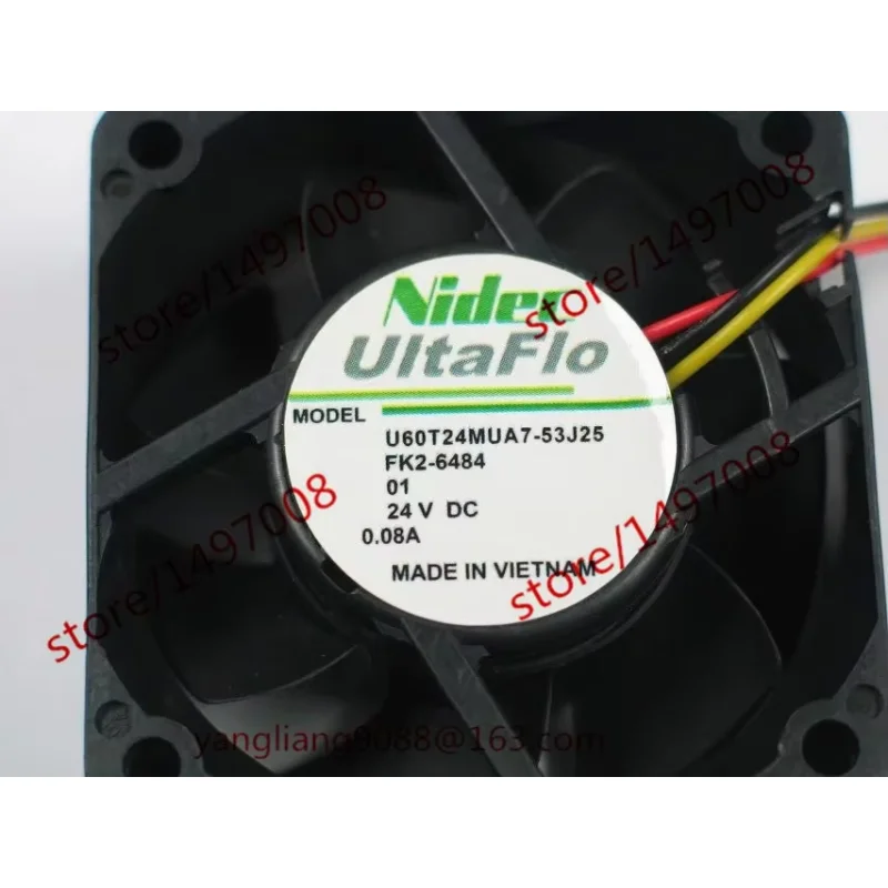 

Nidec U60T24MUA7-53J25 FK2-6484 Вентилятор охлаждения сервера постоянного тока 24 В 0,08 А 60x60x25 мм