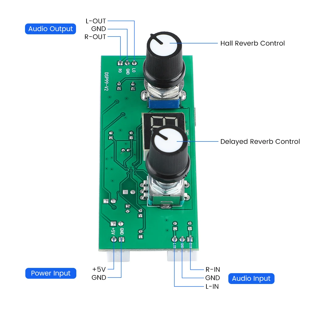 AIYIMA Audio Board DSP Digital Reverberation Karaoke Singing Reverberation Board KTV Mixer Effector Anti-Whistling Module