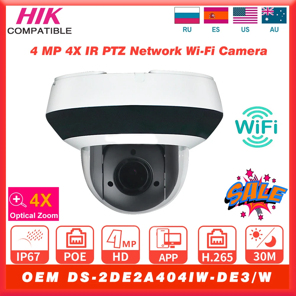 

Совместимая с Hikvision OEM DS-2DE2A404IW-DE3/W 4MP POE 4-кратный зум WIFI PTZ IP-камера Мини-камера Купольная сетевая камера видеонаблюдения H.265 WDR