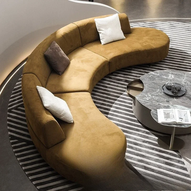 Light luxury curved sofa, hotel lobby arc special-shaped sofa