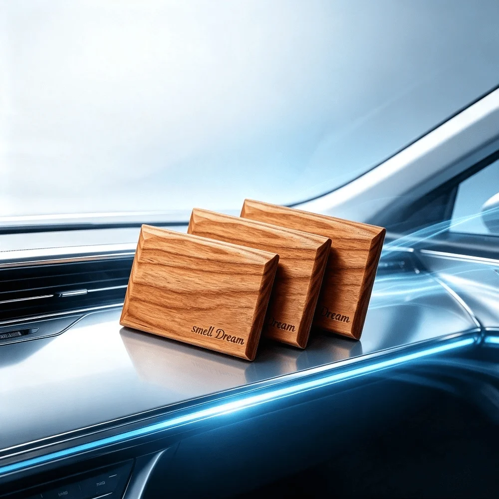 Car Air Freshener Teak Amber Orange Wood Scent Block 3 Pcs Set Long Lasting Warm Fragrance For Car Interior Home Decor view 4