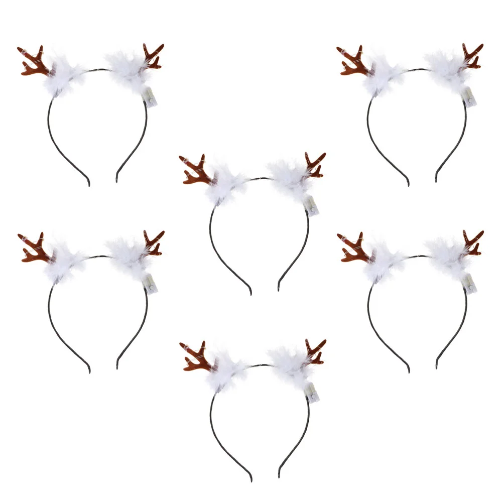 

6 Pcs Luminous Antler Headband Xmas Hair Hoops Delicate Headbands Plastic Creative Christmas Hairbands Women's