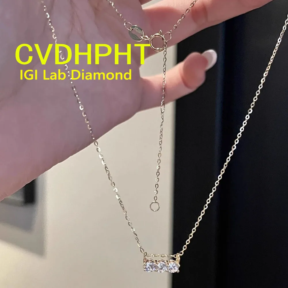 Popular Round Cut CVD HPHT Lab Grown Diamond Pendant Necklace 14K Yellow Gold Wedding Diamond Necklace Gift ﻿