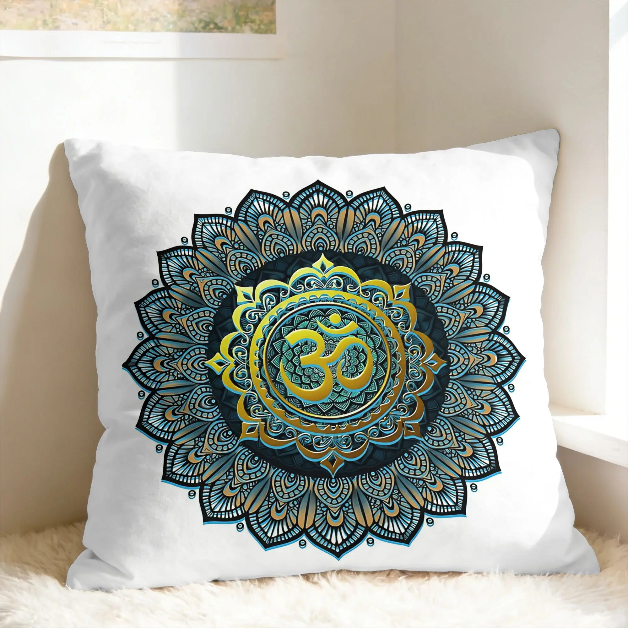 Luxury Golden Mandala Om Pillow Cover  Soft Cushion Cover Morden Pillow Case For Sofa Car Home Decor