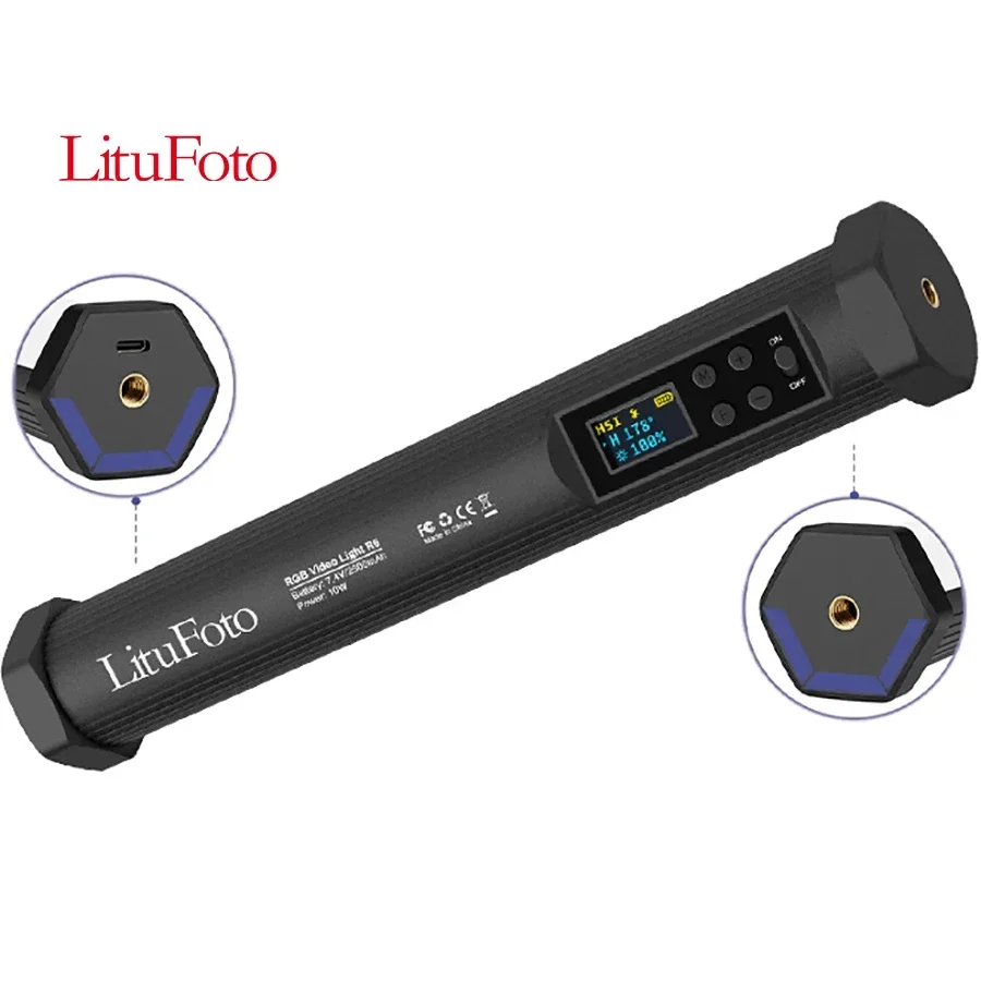 

2025Litufoto R6 led video light wand support app remote control 3200K-7500K RGB fill light for make up photography shooting yout