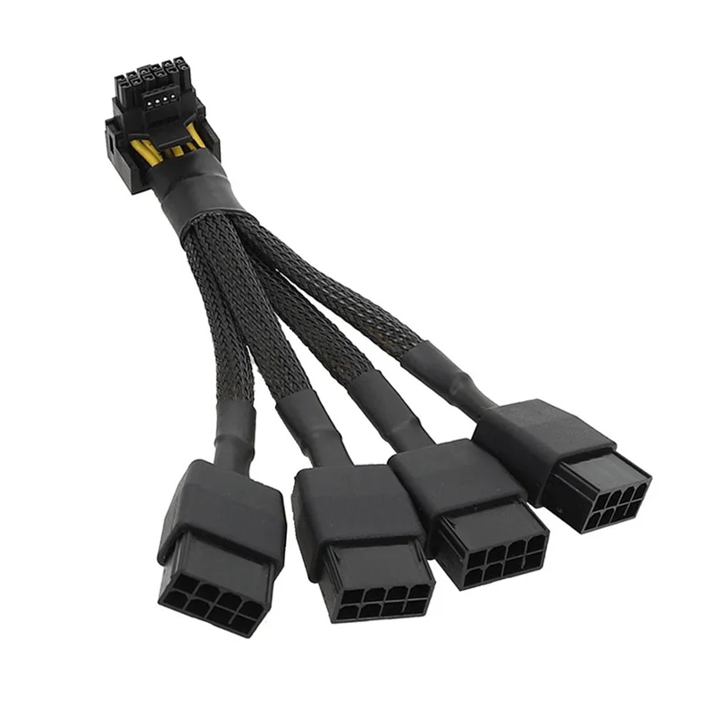 B68A For GPU RTX4090 RTX4080 4X8 Pin PCI-E to 16 Pin Graphics Card Power Cable 12VHPWR Connector 90 Degree Elbow Cable