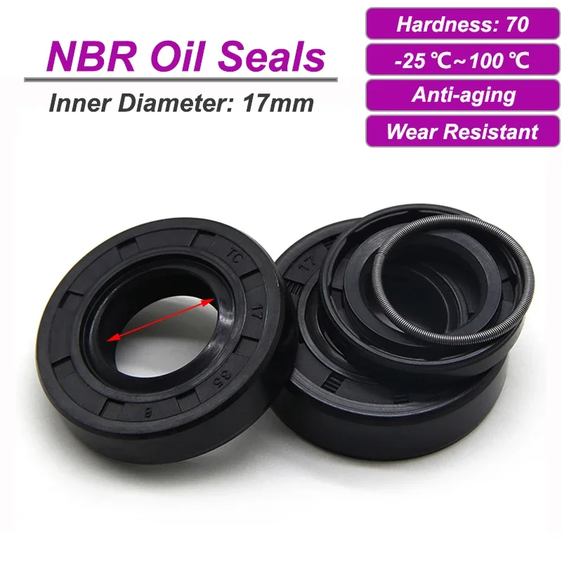

2/5pcs NBR Framework Oil Seals ID17mm TC-17*25/27/28/30/32/35/40/45/47*5/7/8/10mm Nitrile Rubber Shaft Double Lip Gaskets